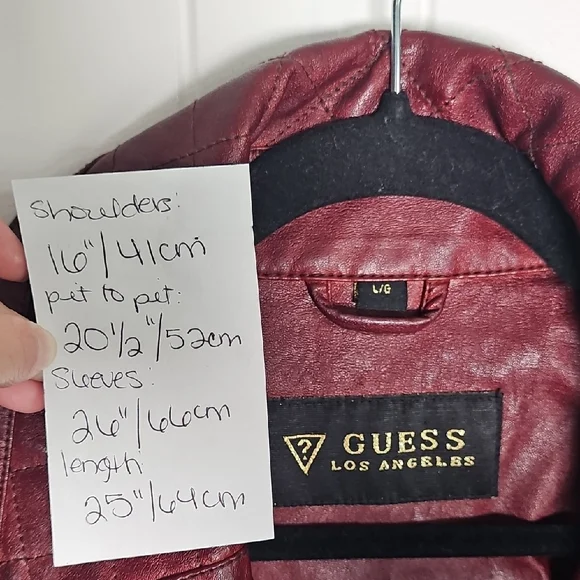 Guess Red Leather Biker Jacket with Asymmetrical Zipper - Picture 3 of 17